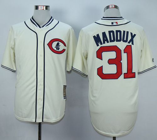 Cubs #31 Greg Maddux Cream 1929 Turn Back The Clock Stitched MLB Jersey - Click Image to Close